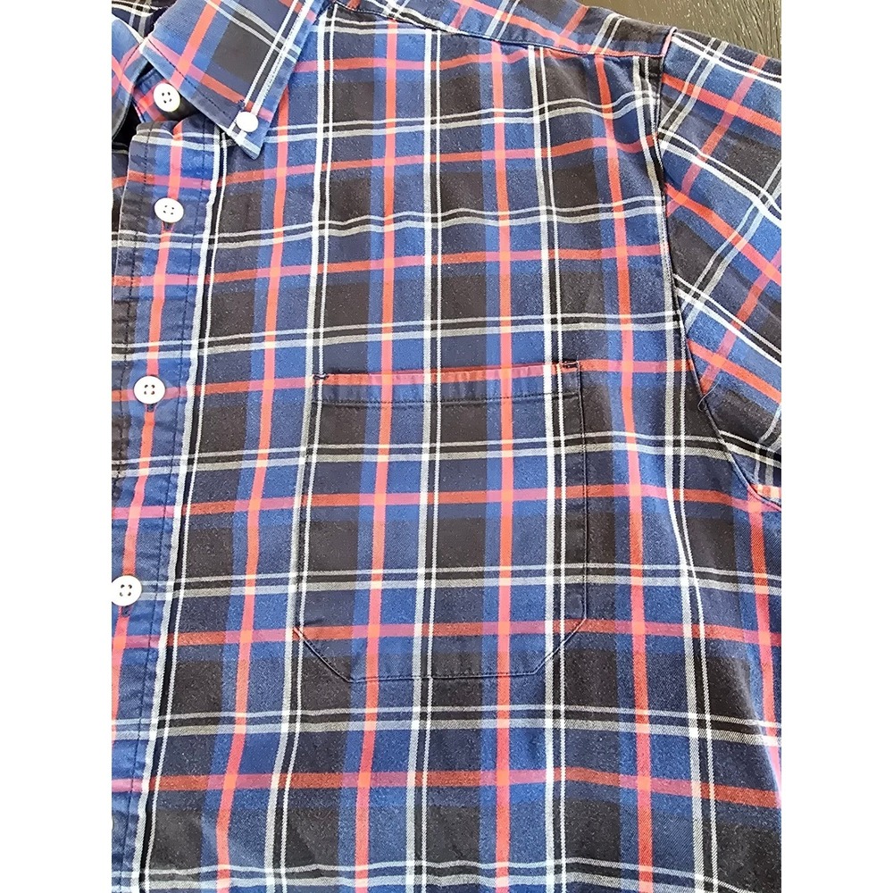 FootJoy FJ 1857 Mens Large Navy‎ Blue Red Plaid Long Sleeve Button Down Shirt - Picture 3 of 6